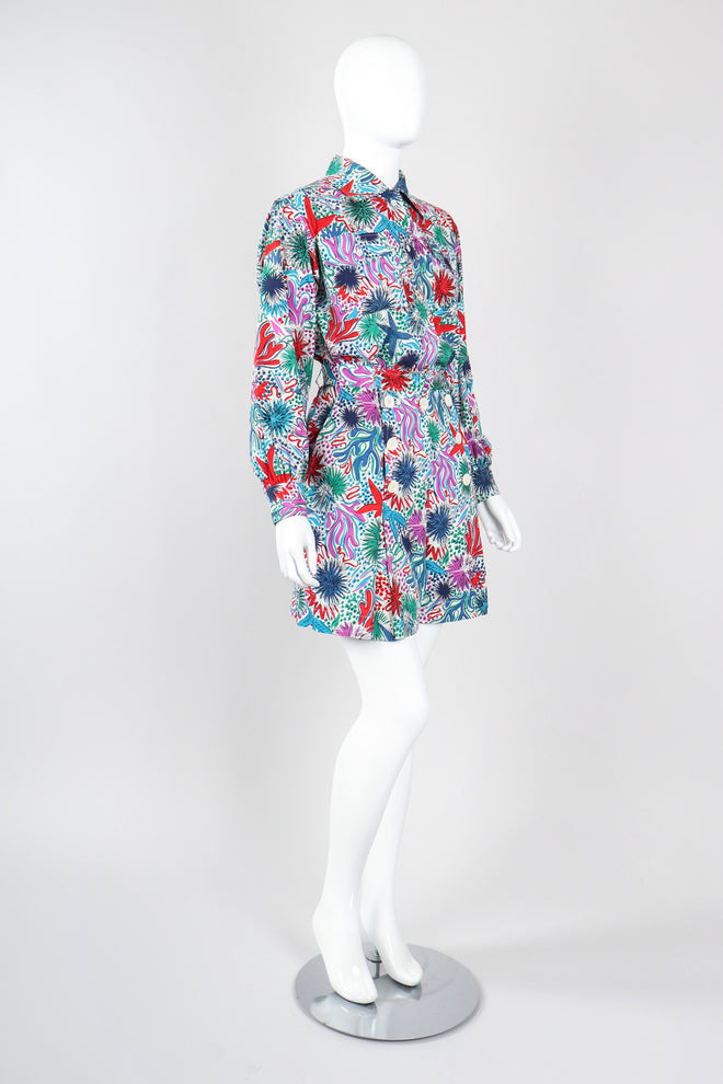 Recess Los Angeles Vintage Yves Saint Laurent YSL Ocean Tidepool Sketch Printed Shirt & Short Outfit Set