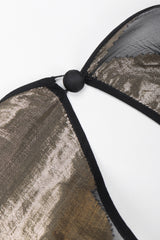 Recess Los Angeles Vintage Saks-Jandel Sheer Chiffon Gold Lamé Blossom Draped Dress