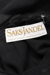 Recess Los Angeles Vintage Saks-Jandel Sheer Chiffon Gold Lamé Blossom Draped Dress