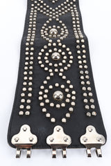 Vintage Saks Fifth Avenue Studded Leather Waist Belt clasps/studs front @ Recess LA