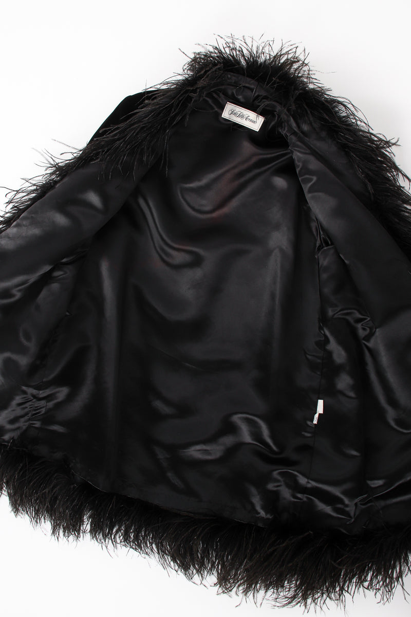 Vintage Saks Fifth Ave Velvet Ostrich Feather Swing Coat lining at Recess LA