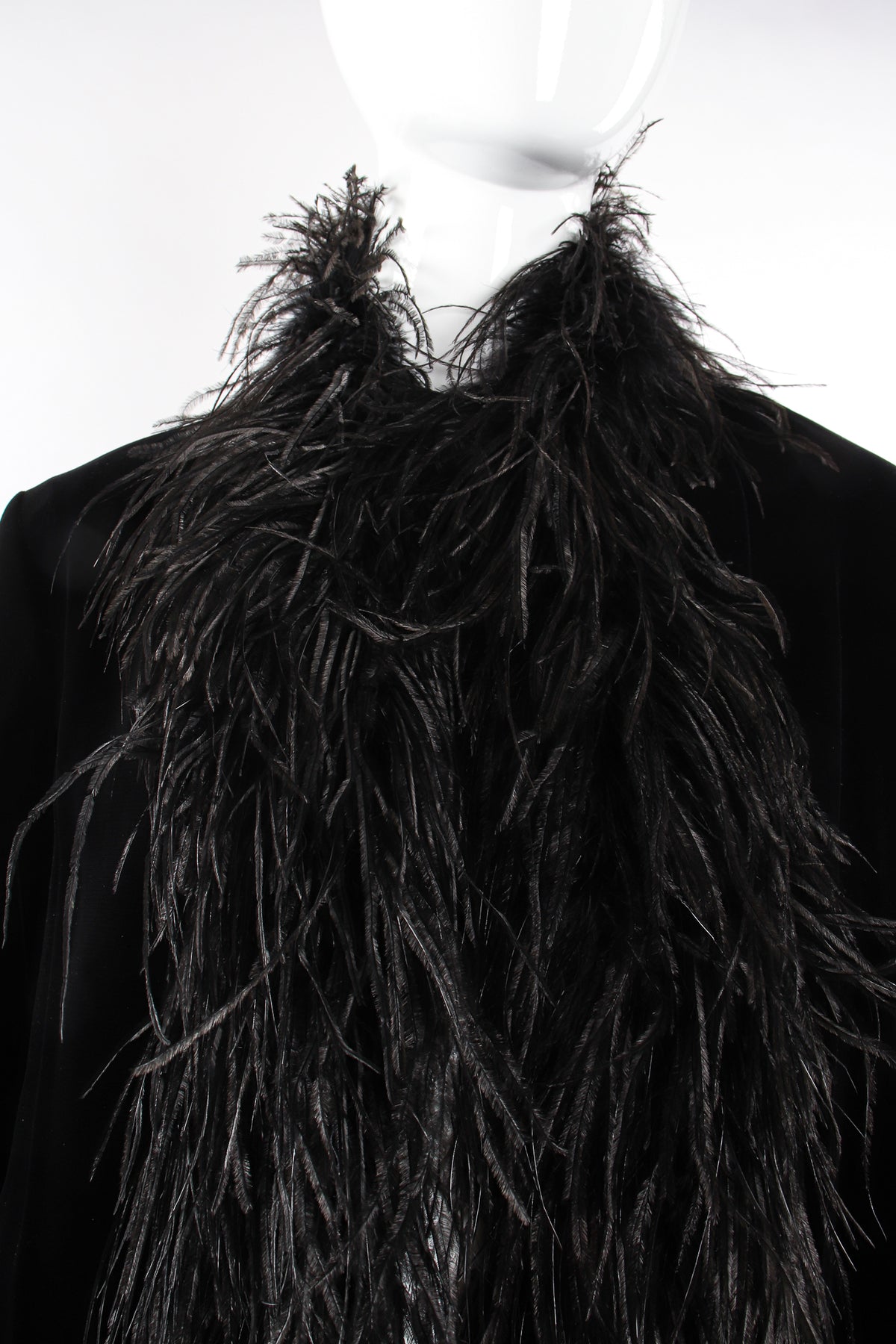 Vintage Saks Fifth Ave Velvet Ostrich Feather Swing Coat