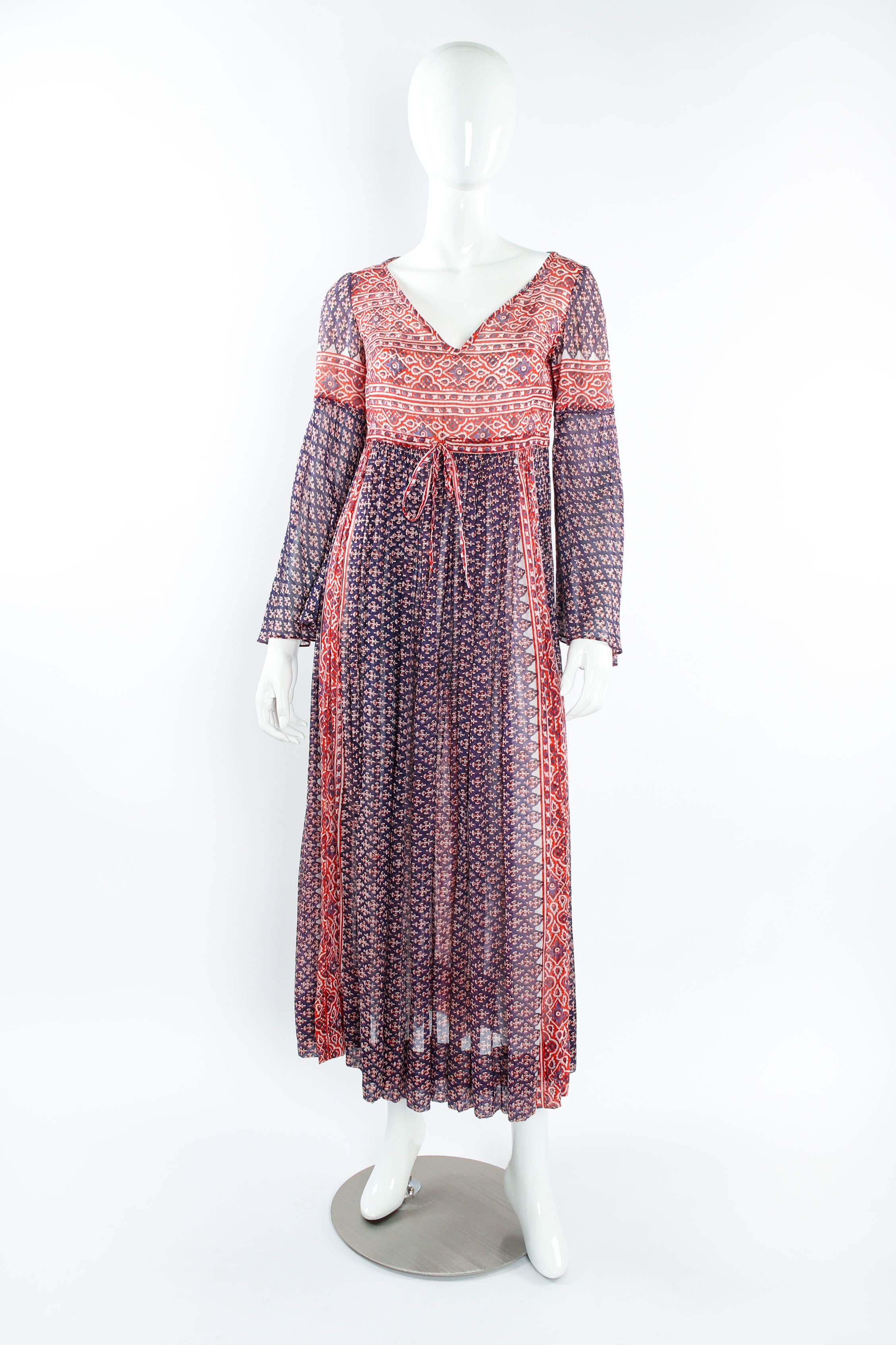 Vintage Saks Fifth Avenue Bandana Peasant Maxi Dress on mannequin front at Recess Los Angeles