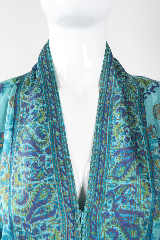 Recess Los Angeles Vintage Saks Fifth Ave Indian Block Print Silk Palm Springs Caftan