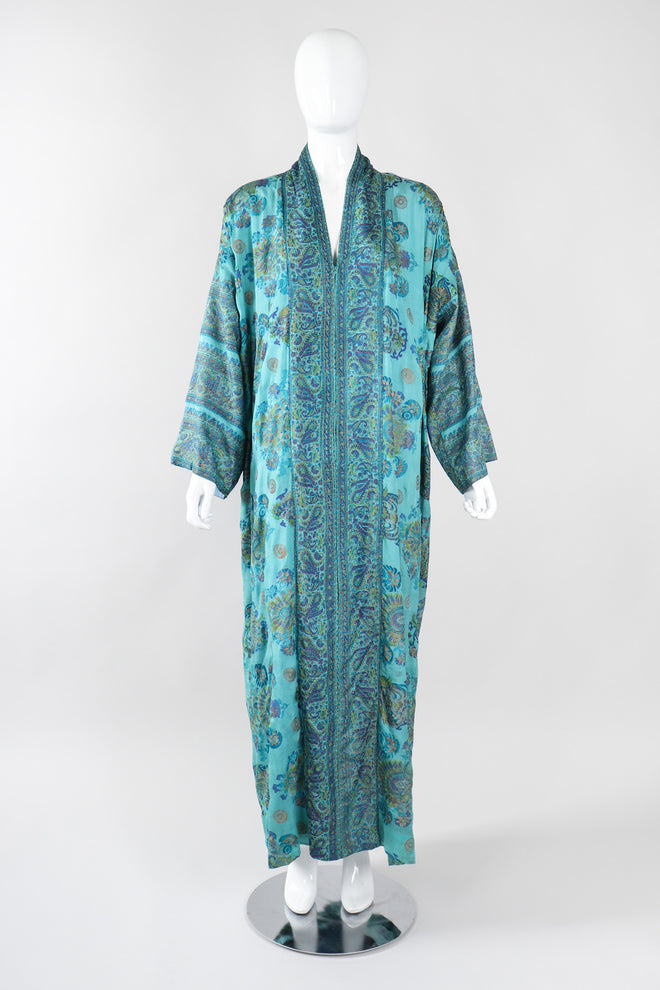 Recess Los Angeles Vintage Saks Fifth Ave Indian Block Print Silk Palm Springs Caftan