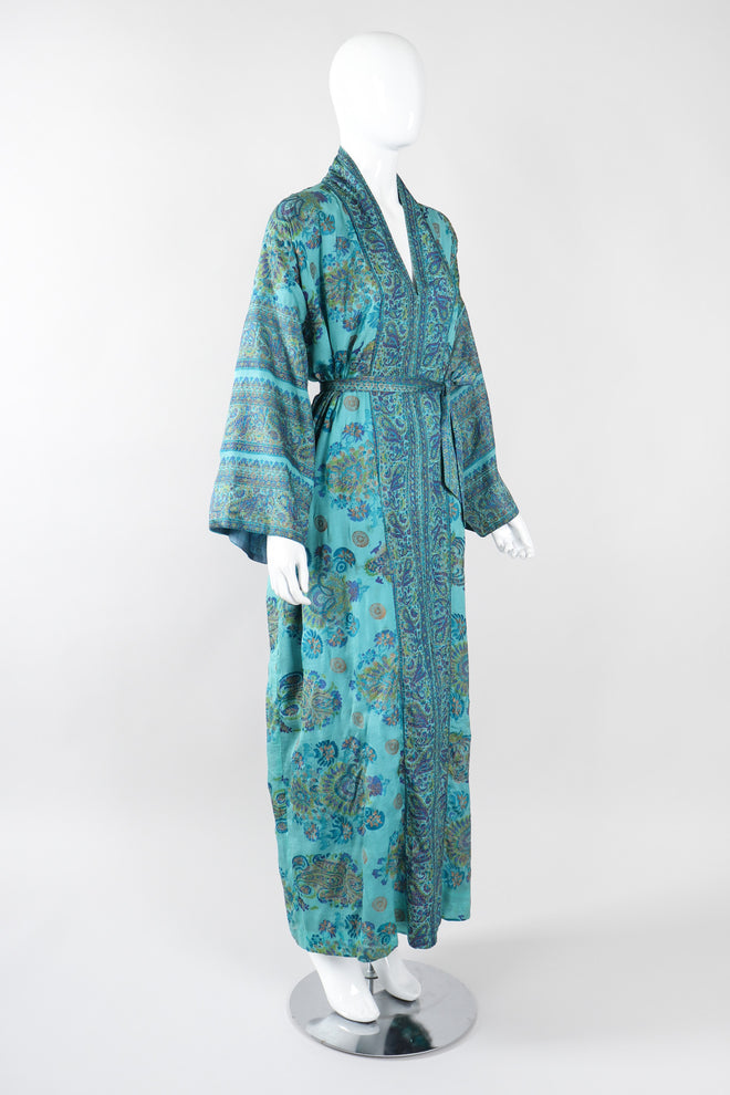 Recess Los Angeles Vintage Saks Fifth Ave Indian Block Print Silk Palm Springs Caftan