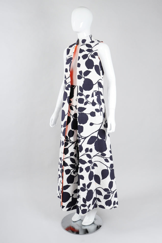 Recess Los Angeles Vintage Saks Fifth Ave Quilted Leaf Duster & Palazzo Pant Set