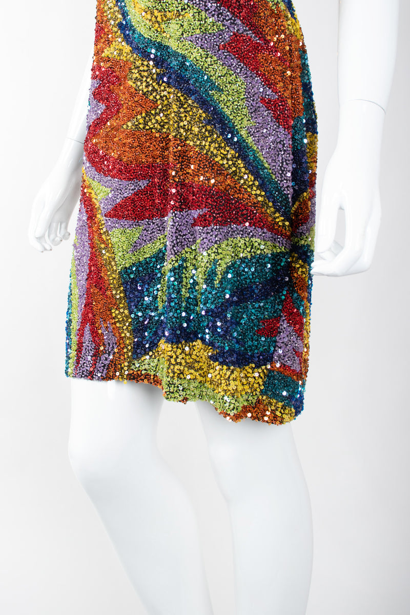 Recess Los Angeles Vintage Saks Fifth Ave Electric Rainbow Sand Art Beaded Cocktail Dress