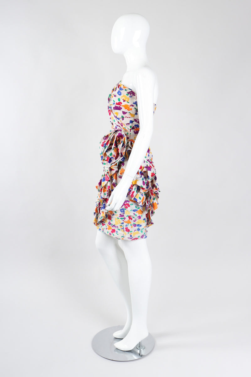 Recess Los Angeles Vintage After Five By Julie Duroché Asymmetrical Strapless Floral Party Dress