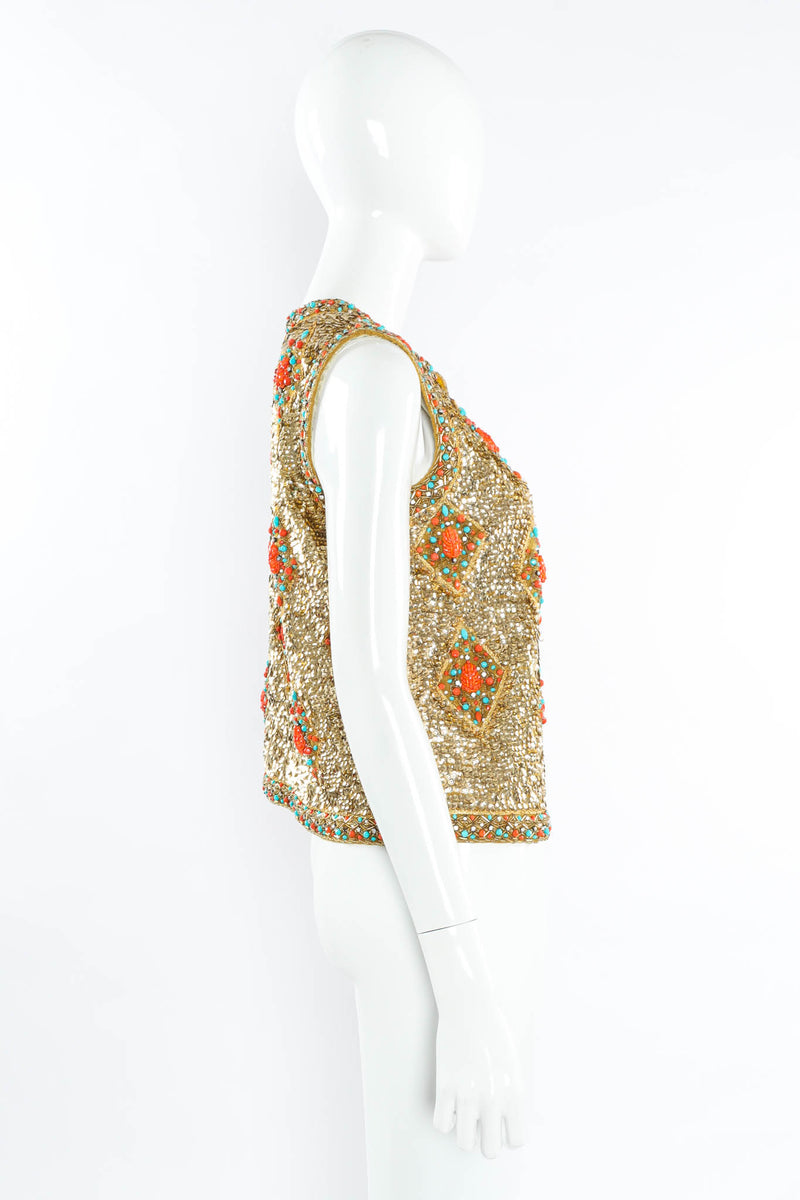 Vintage Saks fifth Avenue Jeweled Sequin Vest mannequin side @ Recess Los Angeles