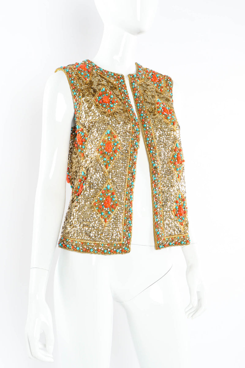 Vintage Saks fifth Avenue Jeweled Sequin Vest mannequin angle @ Recess Los Angeles