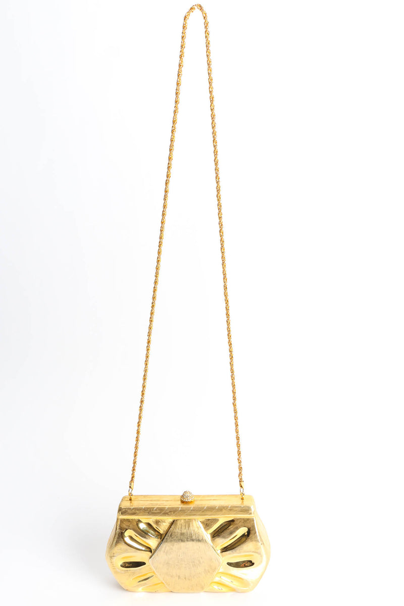 Vintage Saks Fifth Avenue Minaudiere Conch Clutch Bag overall length strap @ Recess Los Angeles