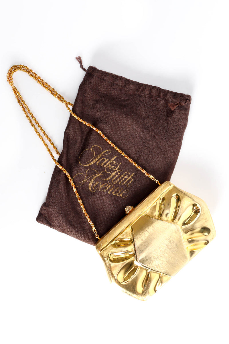 Vintage Saks Fifth Avenue Minaudiere Conch Clutch Bag original dust bag @ Recess Los Angeles