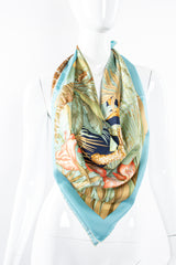 Vintage Salvatore Ferragamo Blossom Giraffe Jungle Scarf on mannequin at Recess Los Angeles