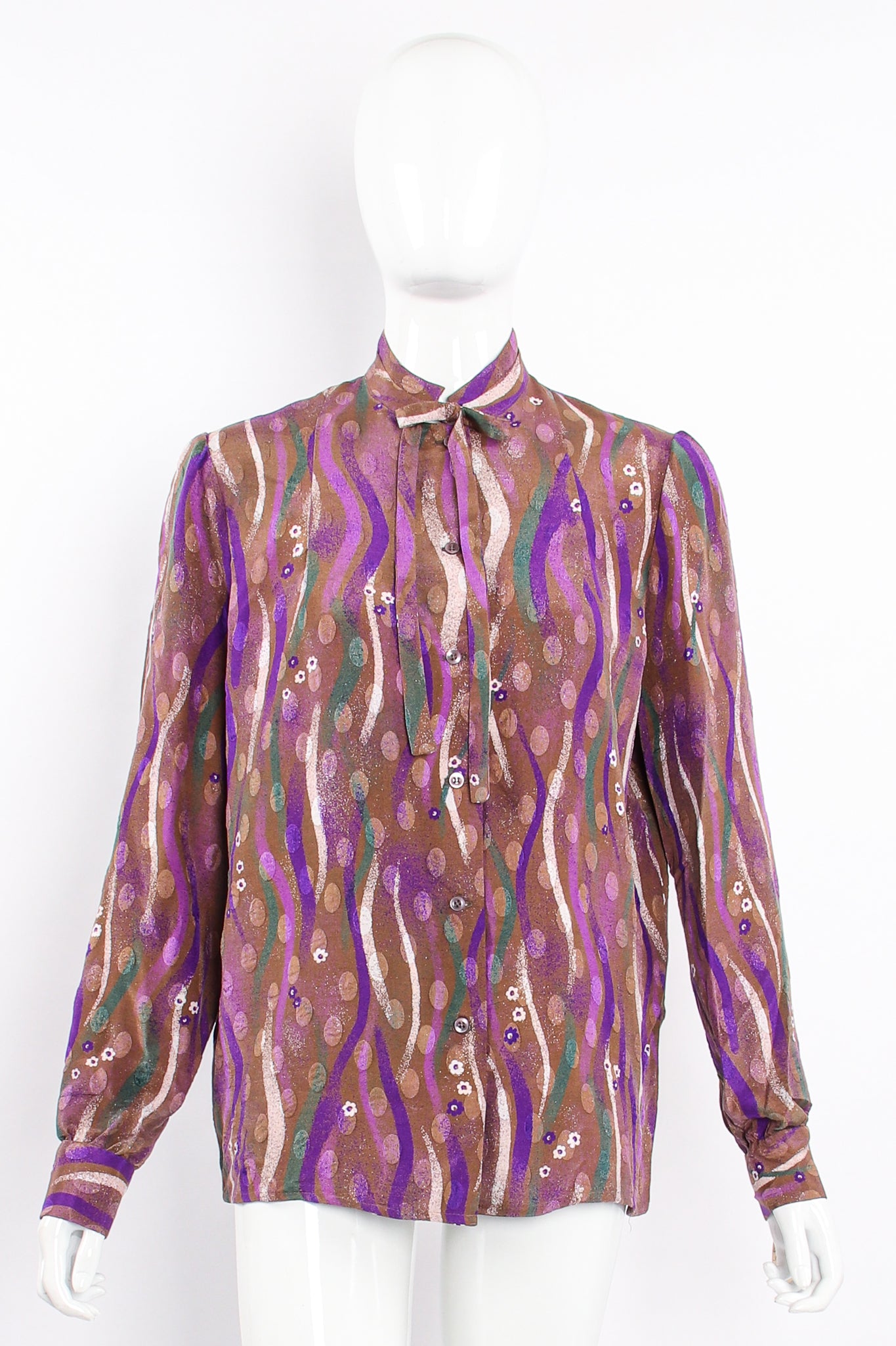 Vintage Samuel Robert by Peter Hatsi-Androu Streamer Blouse on mannequin front at Recess LA