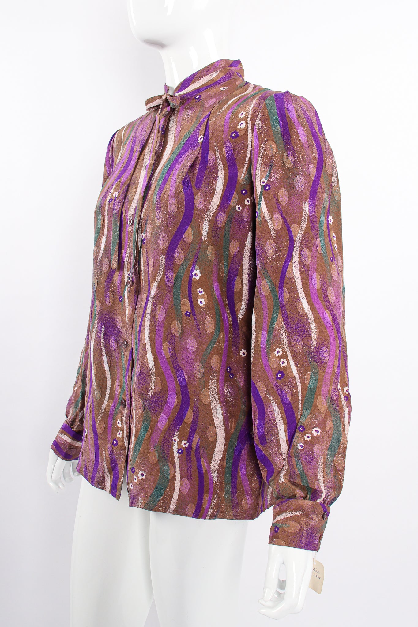 Vintage Samuel Robert by Peter Hatsi-Androu Streamer Blouse on mannequin angle at Recess LA