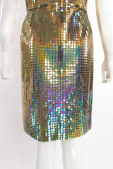 Vintage Scaasi Boutique Holographic Tile Disco Dress on Mannequin back skirt at Recess Los Angeles