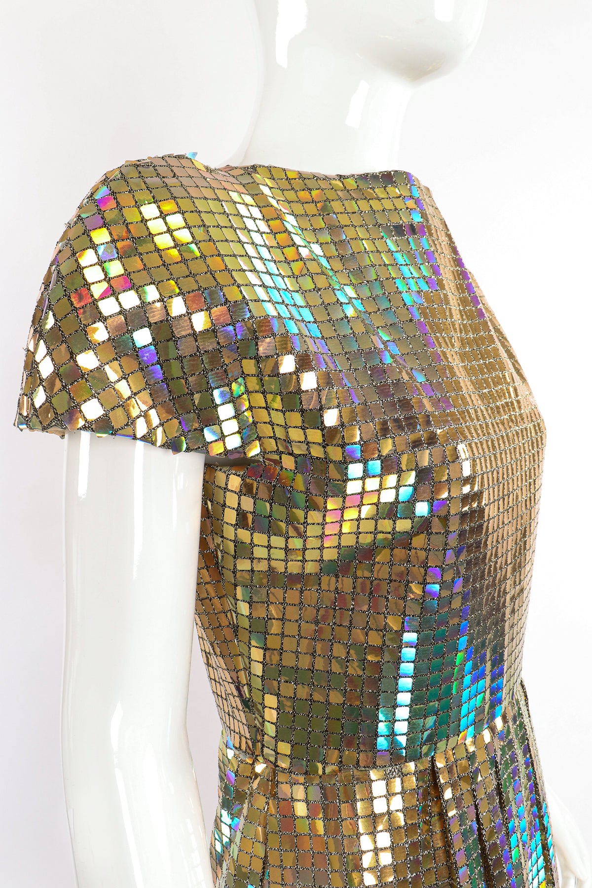 Vintage Scaasi Boutique Holographic Tile Disco Cocktail Dress Recess Vintage Scaasi Boutique Holographic Tile Disco Cocktail Dress Recess