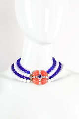 Vintage Arnold Scaasi Multi-Strand Bead Cabochon Collar Necklace on Mannequin at Recess Los Angeles