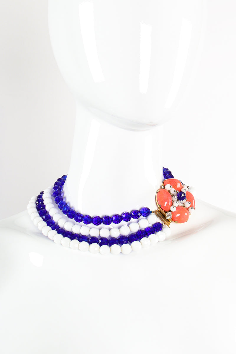 Vintage Arnold Scaasi Multi-Strand Bead Cabochon Collar Necklace on Mannequin at Recess Los Angeles