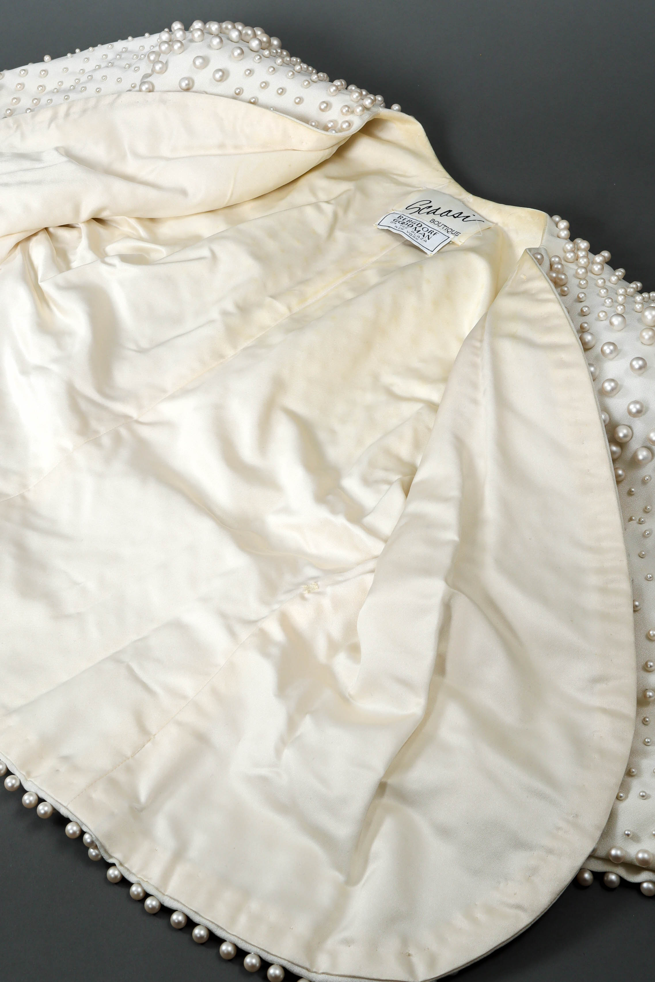 Vintage Scaasi Boutique Pearl Bolero Jacket liner discoloration @ Recess LA