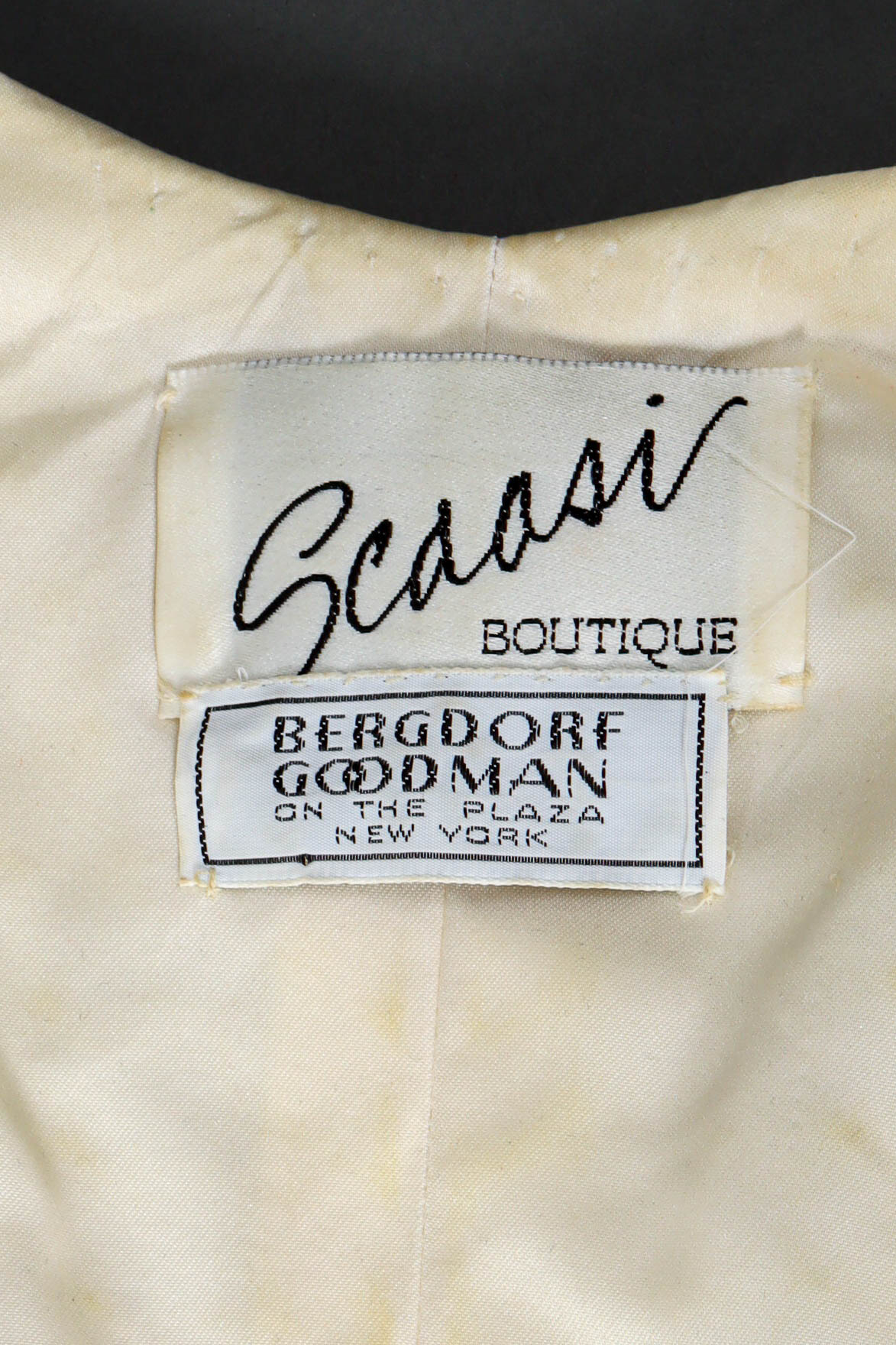 Vintage Scaasi Boutique Pearl Bolero Jacket tag @ Recess LA