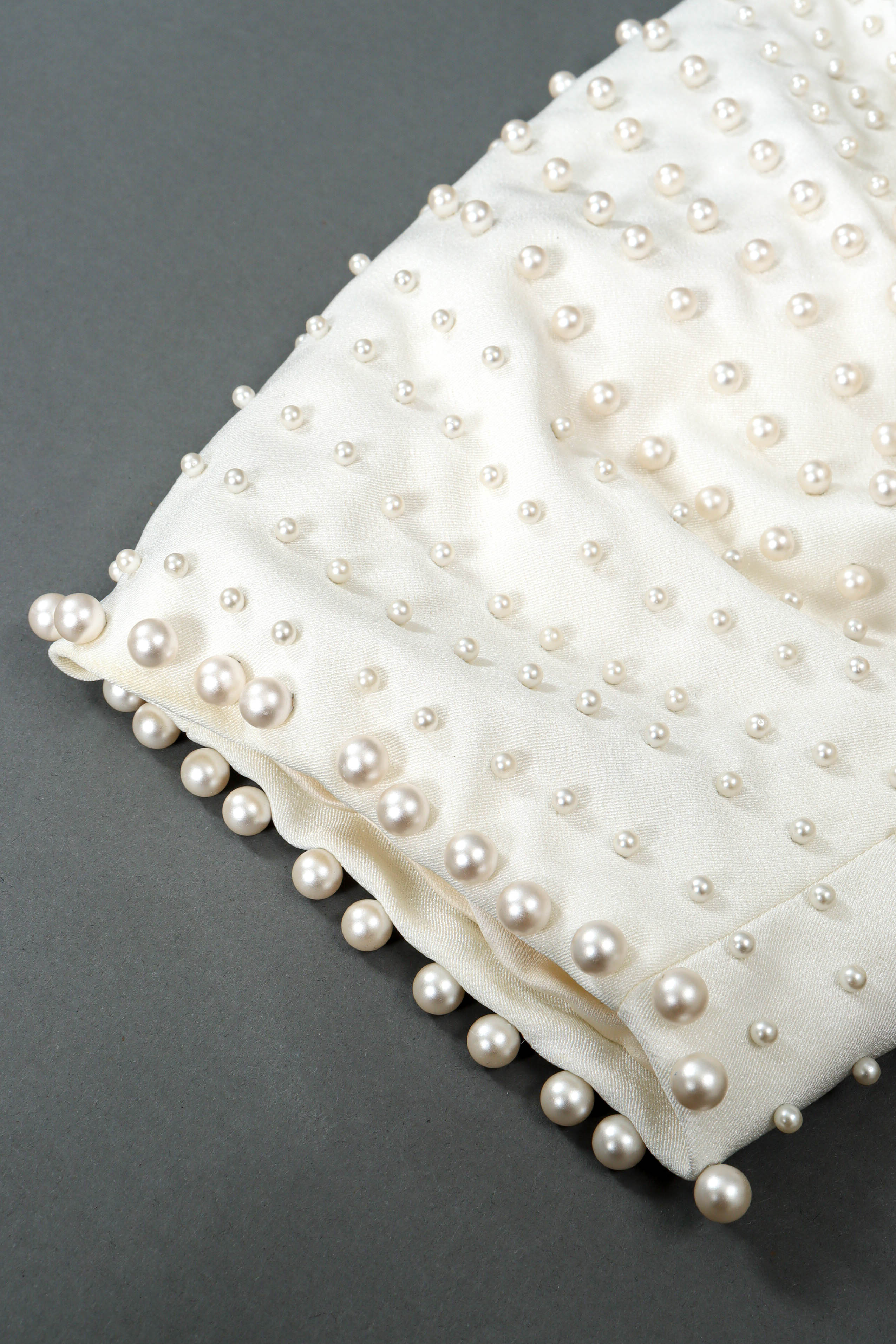 Vintage Scaasi Boutique Pearl Bolero Jacket sleeve pearl detail  @ Recess LA