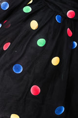 Recess Los Angeles Vintage Scaasi Boutique Polka Dot Bows Strapless Black Dress Velvet Multicolored Dots Trumpet Silhouette