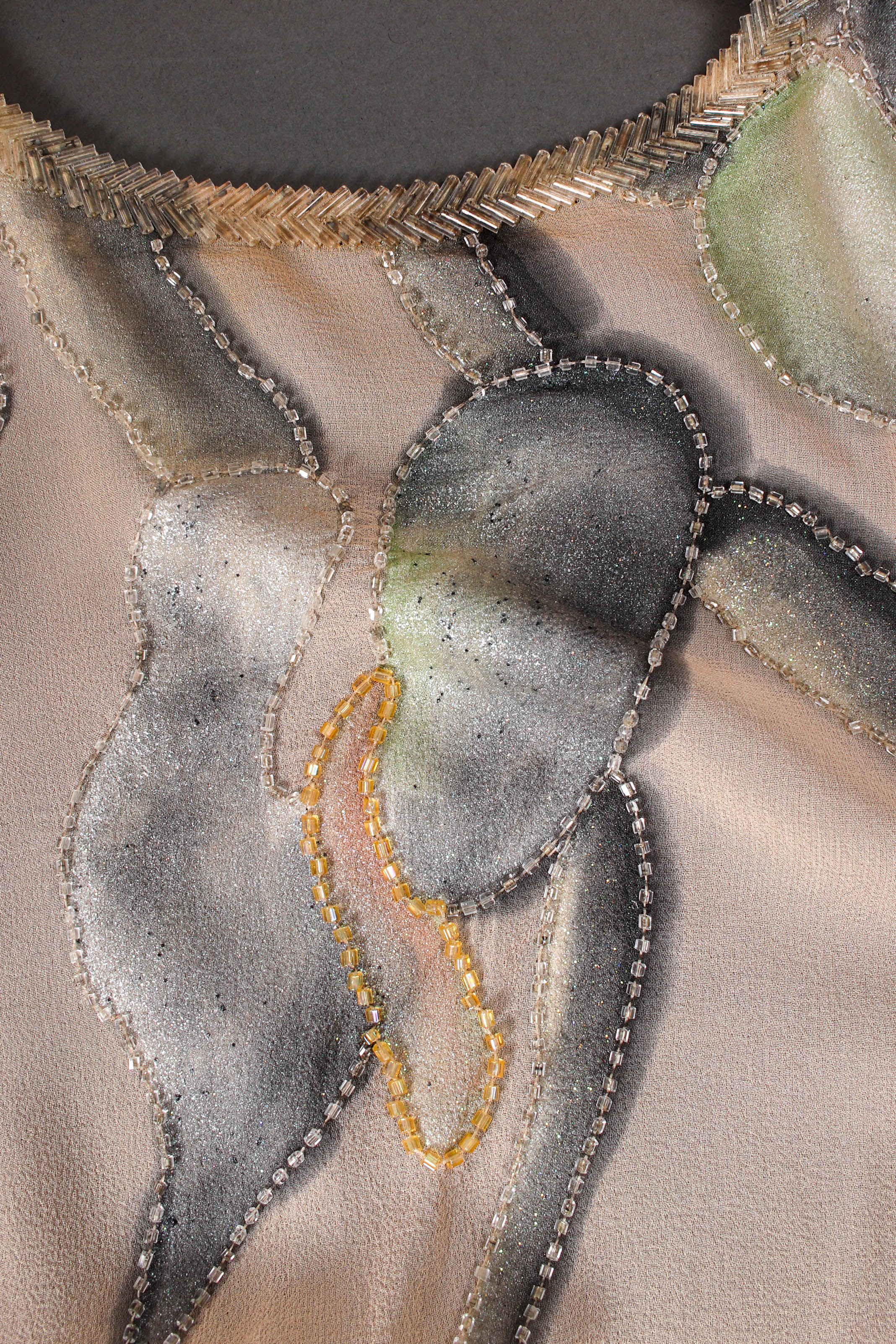 Vintage Scenario & Figurino Leaf Shawl & Dress Set front beadwork detail @ Recess LA