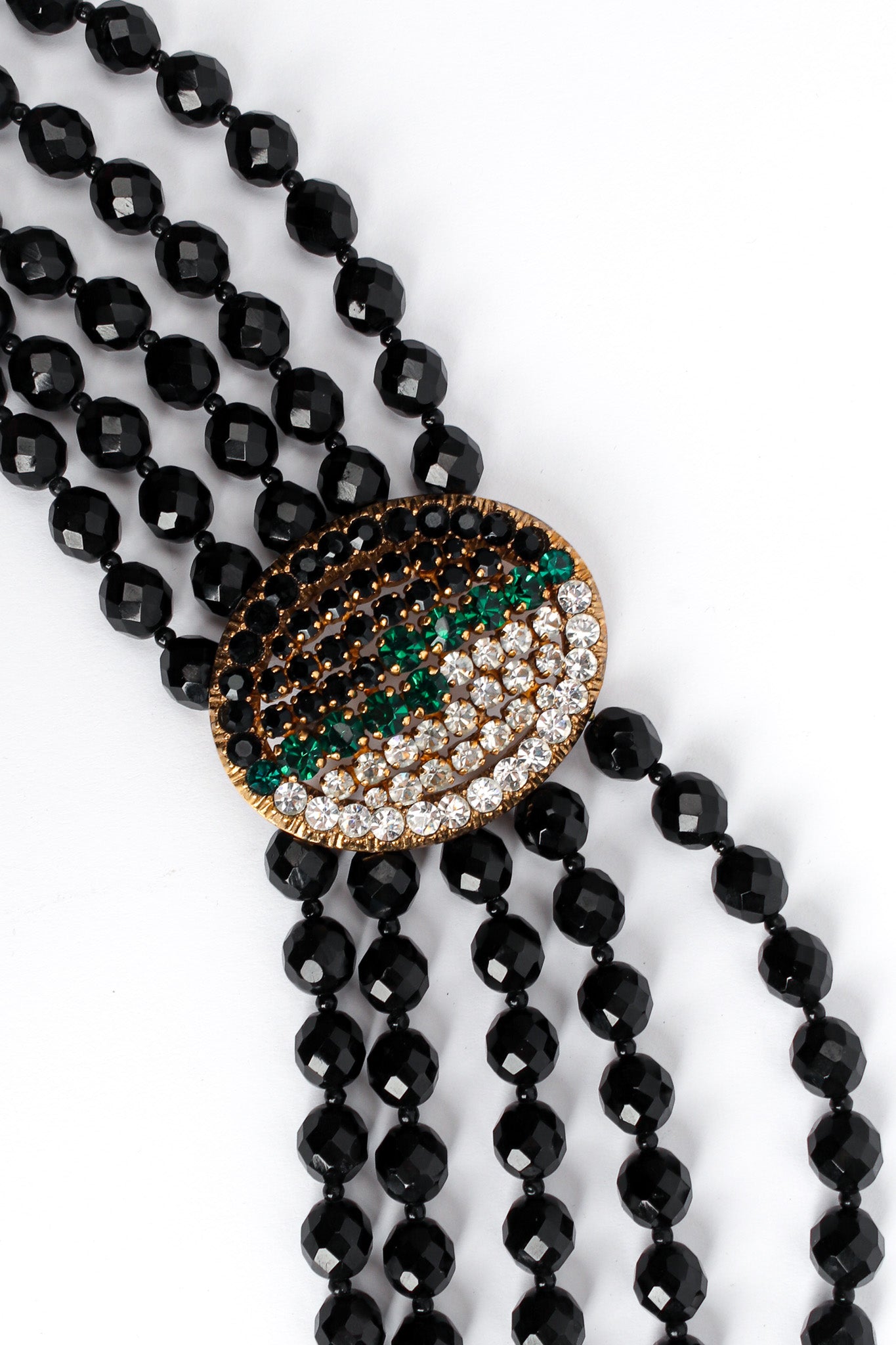 Vintage Scherrer Rhinestone Pendant 5 Strand Beaded Necklace pendant/beads @ Recess LA