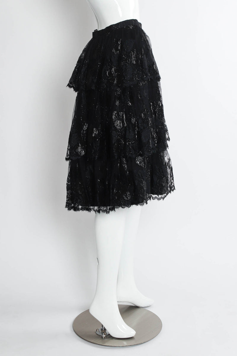 Vintage Jean Louis Scherrer Floral Lace Top & Skirt Set mannequin skirt side @ Recess Los Angeles