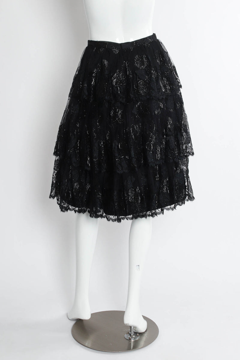 Vintage Jean Louis Scherrer Floral Lace Top & Skirt Set mannequin skirt back @ Recess Los Angeles