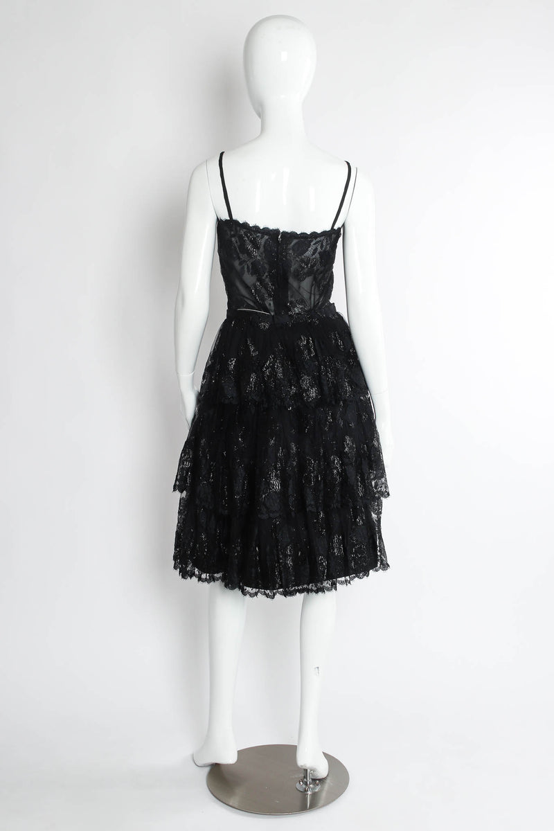 Vintage Jean Louis Scherrer Floral Lace Top & Skirt Set mannequin back @ Recess Los Angeles