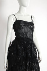 Vintage Jean Louis Scherrer Floral Lace Top & Skirt Set mannequin front close @ Recess Los Angeles