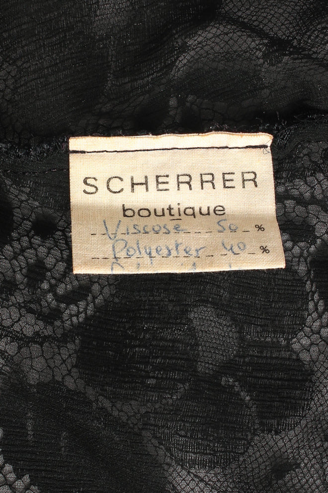 Vintage Jean Louis Scherrer Floral Lace Top & Skirt Set fabric content @ Recess Los Angeles