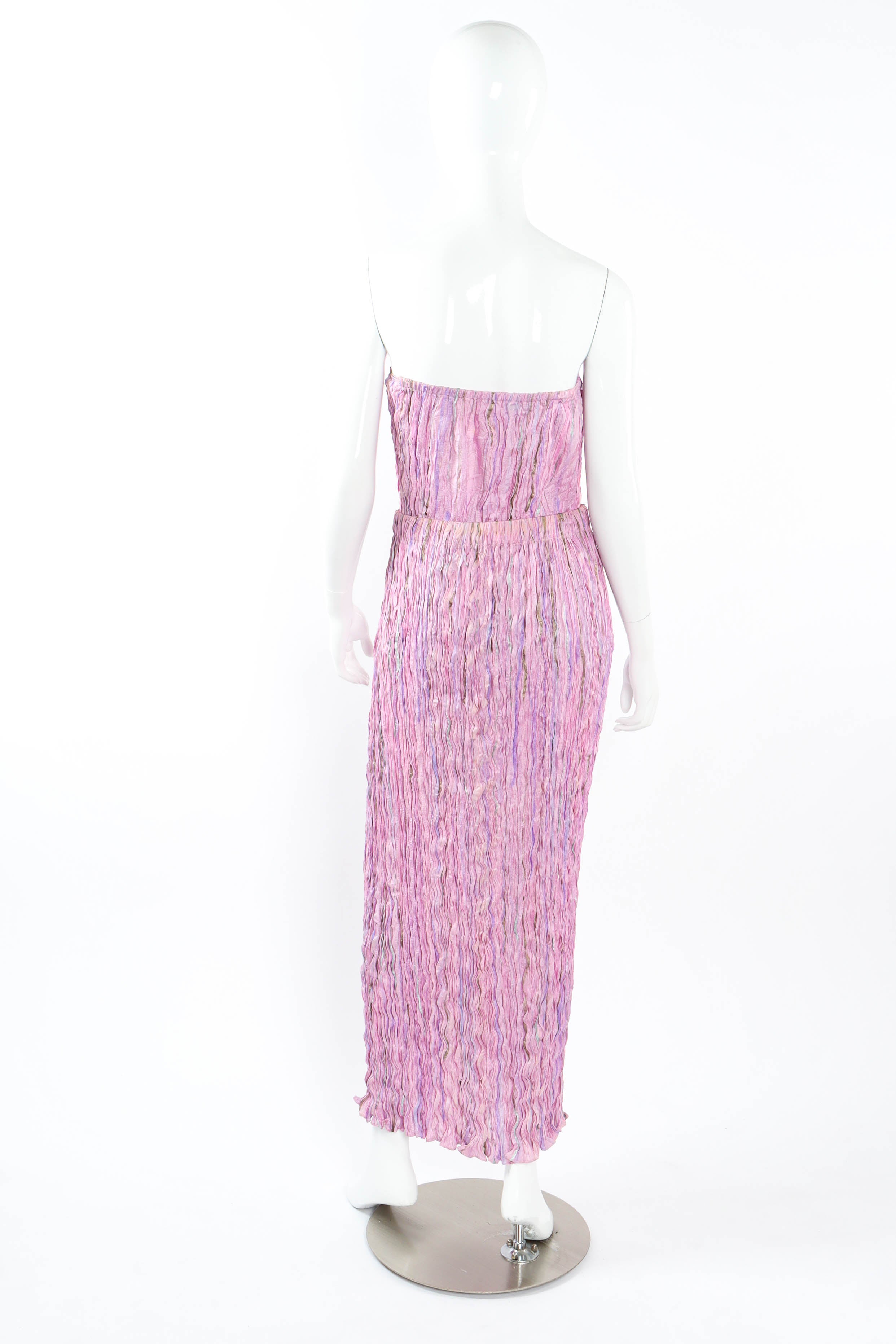 Vintage Shebue Pleated Mirage Top & Skirt Set mannequin back duster off @ Recess LA