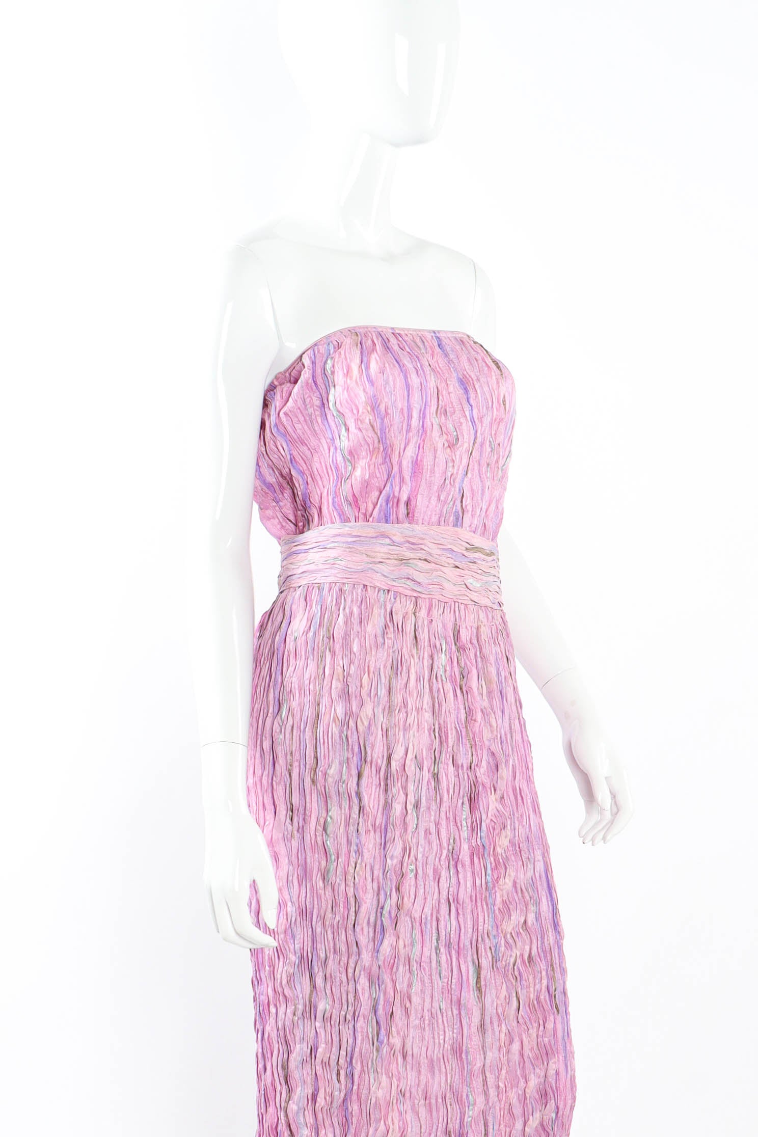 Vintage Shebue Pleated Mirage Top & Skirt Set mannequin angle duster off @ Recess LA