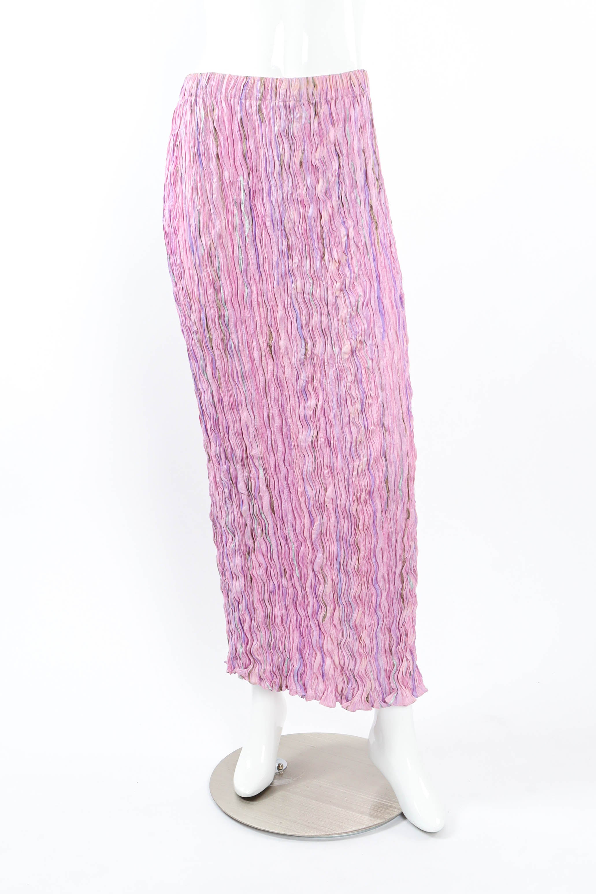 Vintage Shebue Pleated Mirage Top & Skirt Set mannequin skirt front @ Recess LA
