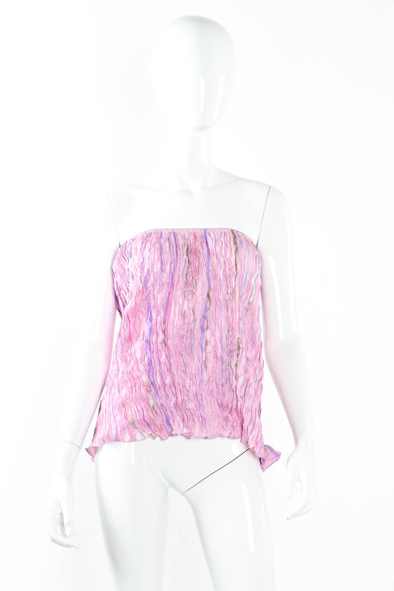 Vintage Shebue Pleated Mirage Top & Skirt Set mannequin top front @ Recess LA