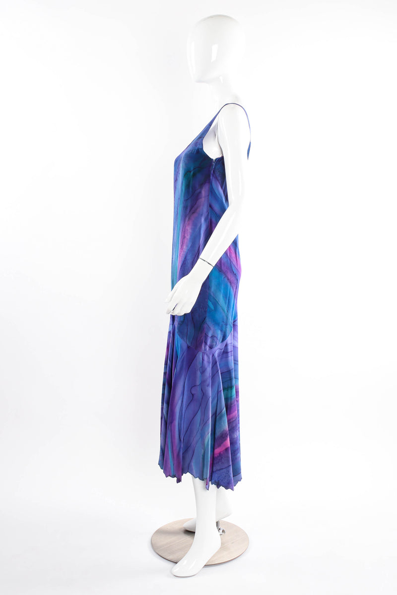Vintage SHEBUE Watercolor Tie Dye Dress & Shawl Set dress mannequin side @ Recess LA