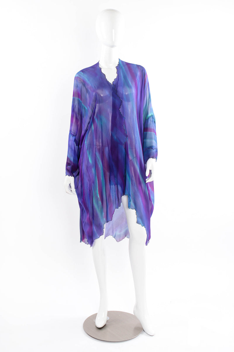 Vintage SHEBUE Watercolor Tie Dye Dress & Shawl Set shawl mannequin front  @ Recess LA