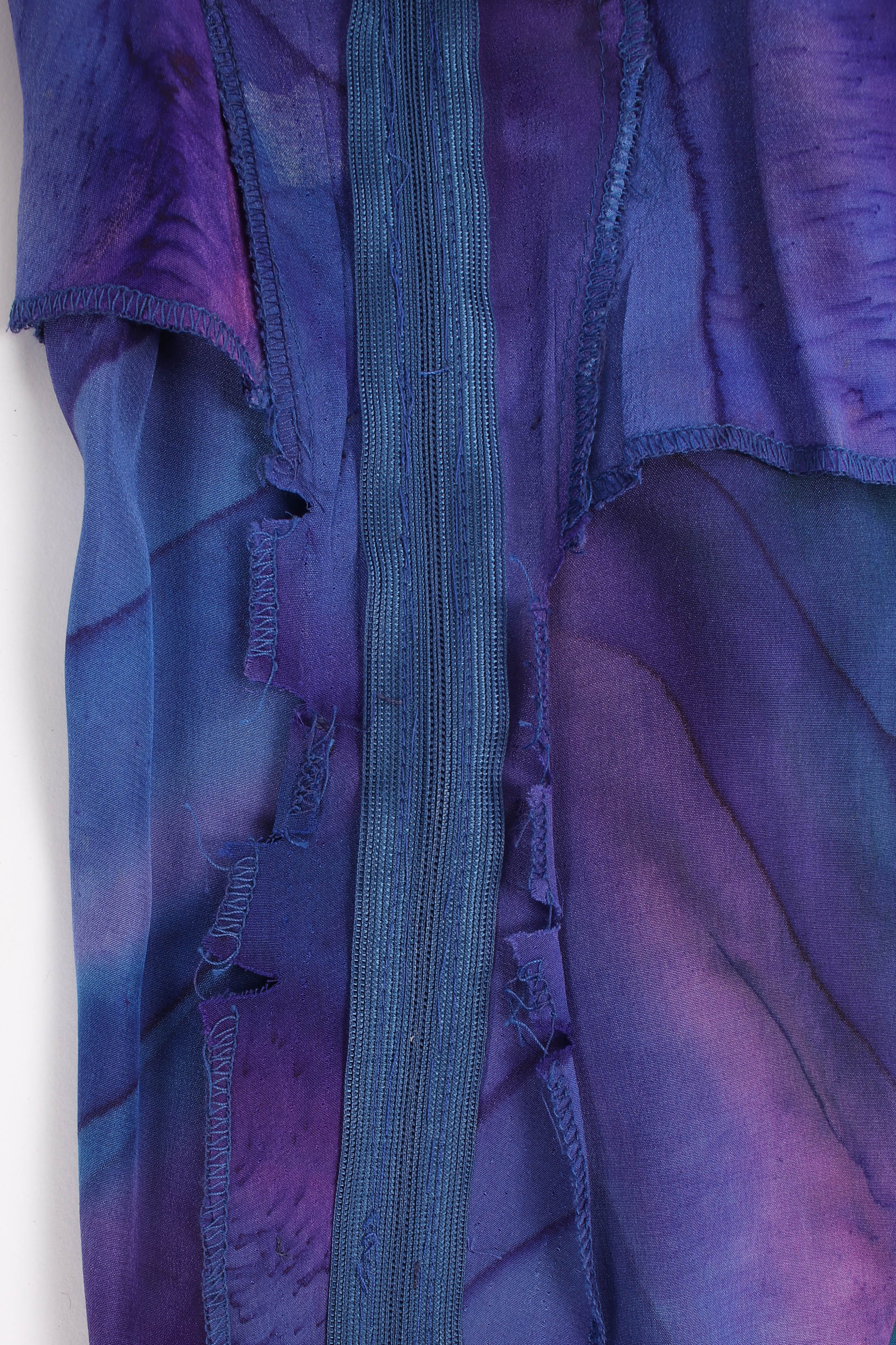 Vintage SHEBUE Watercolor Tie Dye Dress & Shawl Set zipper hem line tears @ Recess LA