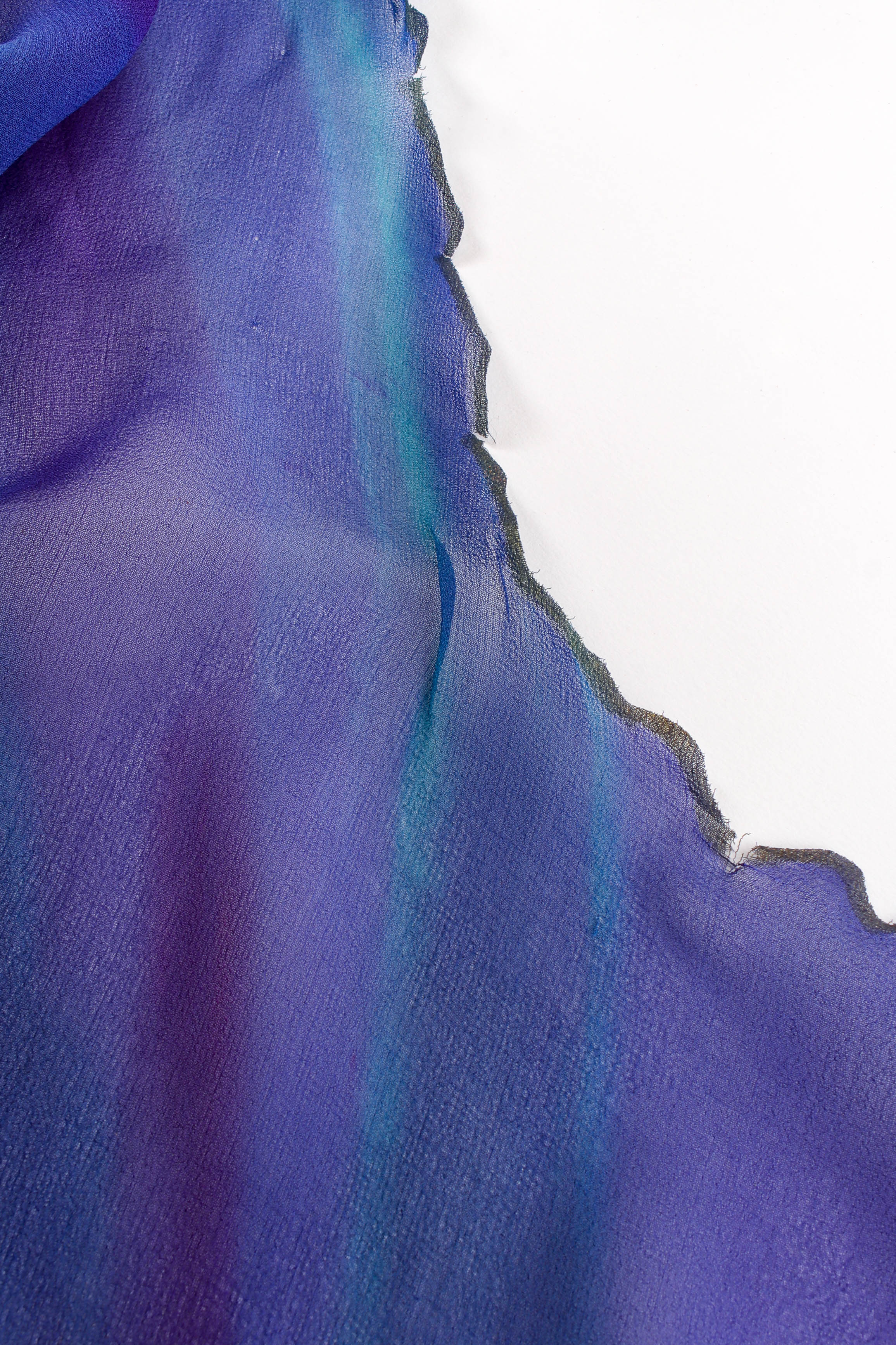 Vintage SHEBUE Watercolor Tie Dye Dress & Shawl Set tears on hemline detail  @ Recess LA