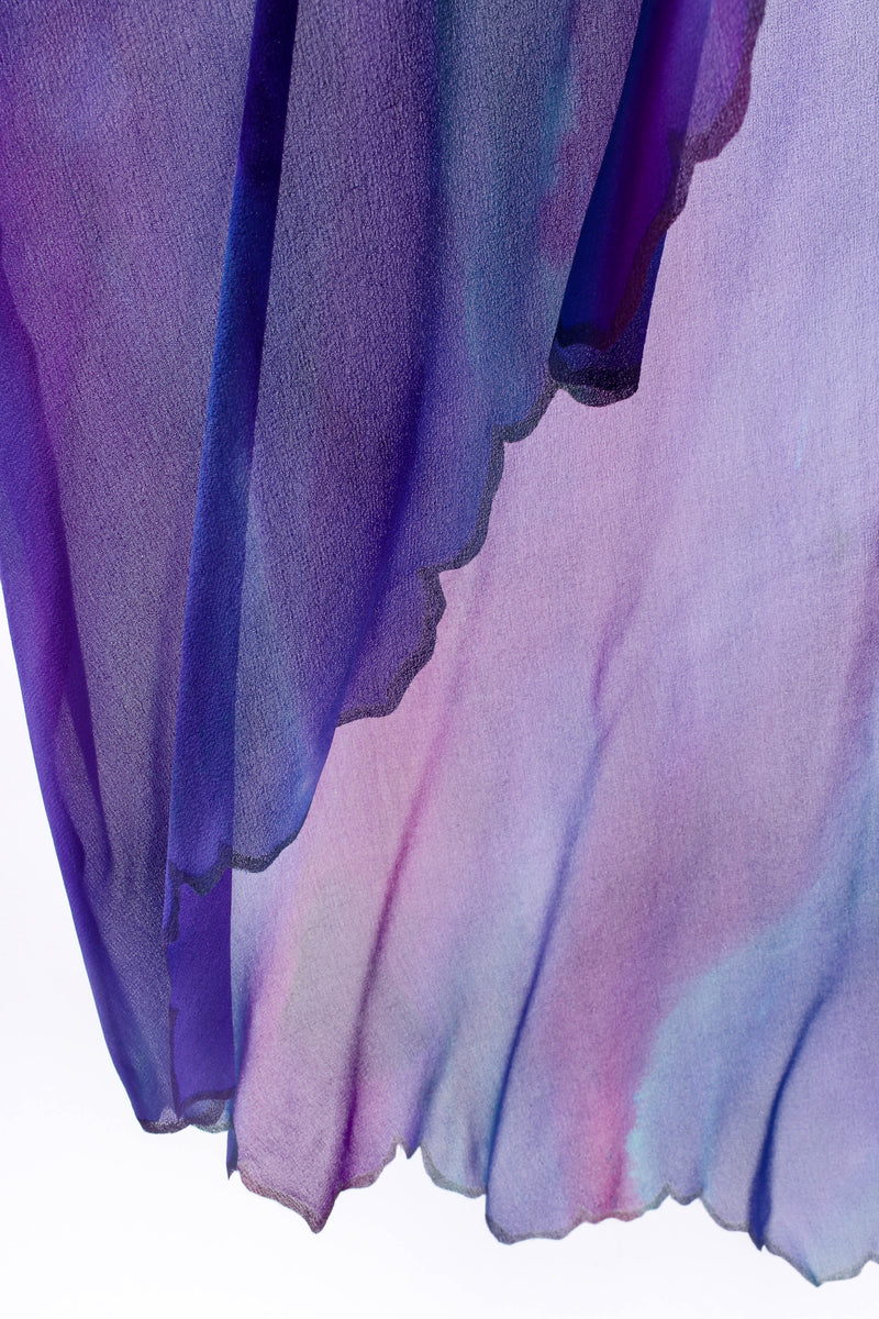 Vintage SHEBUE Watercolor Tie Dye Dress & Shawl Set shawl hem detail @ Recess LA