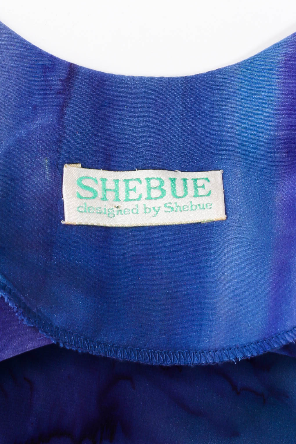 Vintage SHEBUE Watercolor Tie Dye Dress & Shawl Set label close up  @ Recess LA
