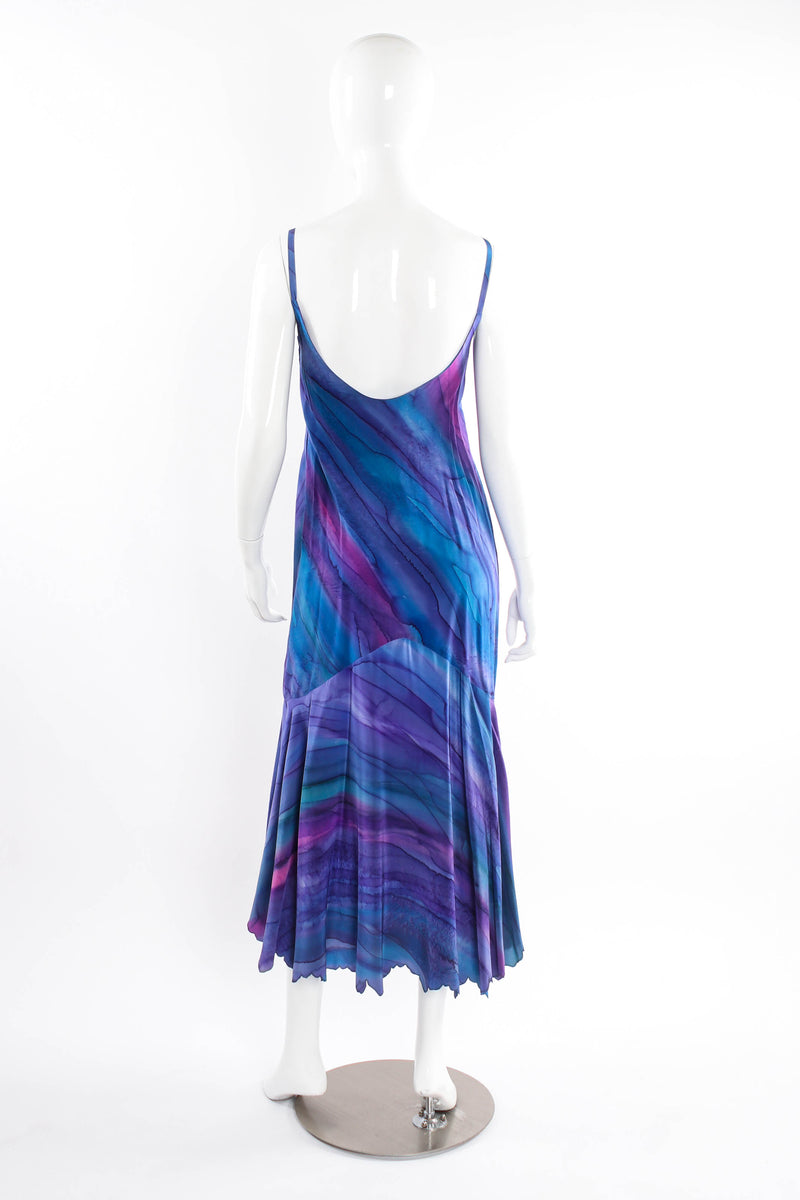 Vintage SHEBUE Watercolor Tie Dye Dress & Shawl Set dress mannequin back  @ Recess LA