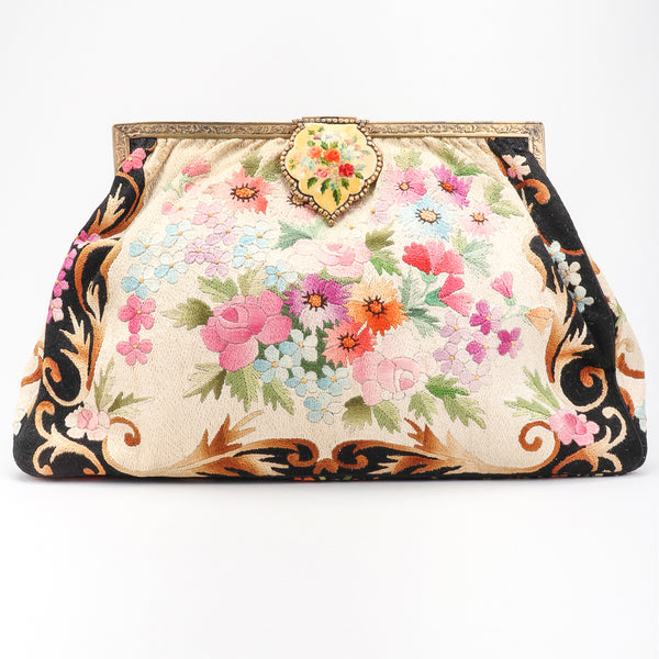 Tapestry top clutch bag