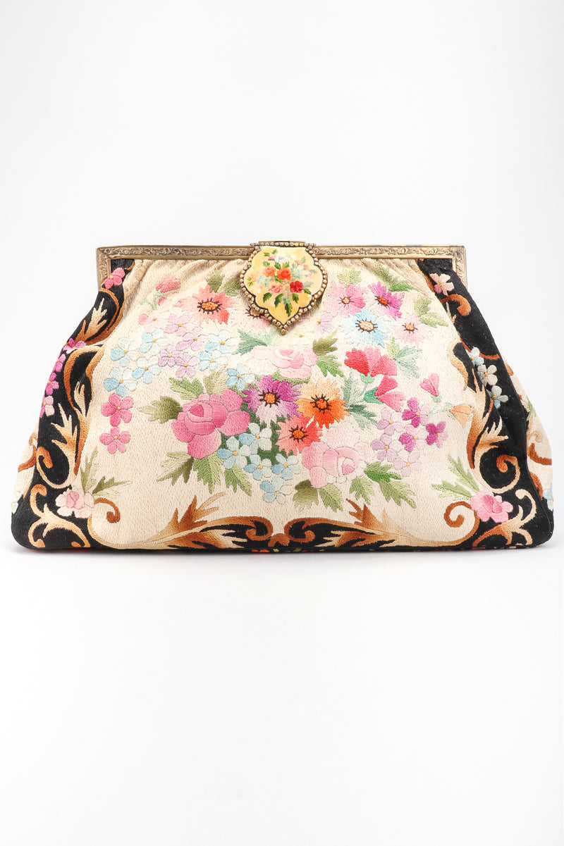 Recess Los Angeles Designer Consignment Vintage Scherick Paris Antique Floral Tapestry Clutch Purse
