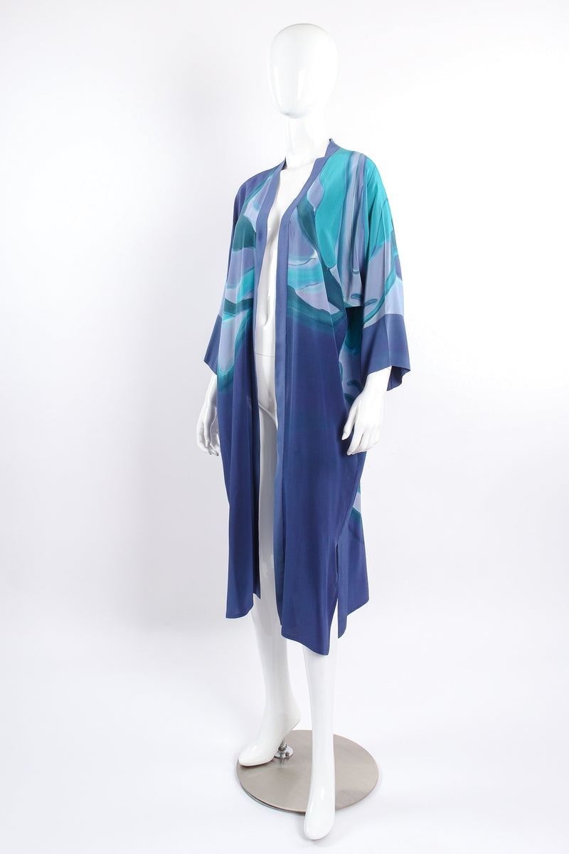 Vintage Shirley Hyatt Watercolor Butterfly Silk Duster on mannequin front angle at Recess LA