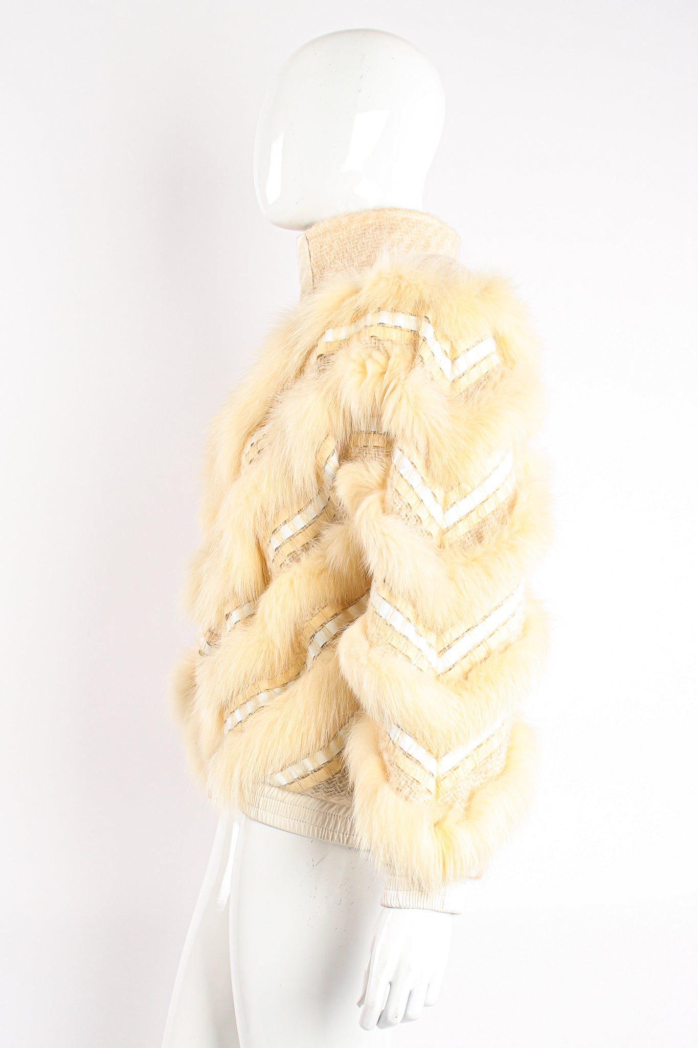 Vintage Signatures Woven Fur Chevron Bomber on Mannequin side at Recess Los Angeles